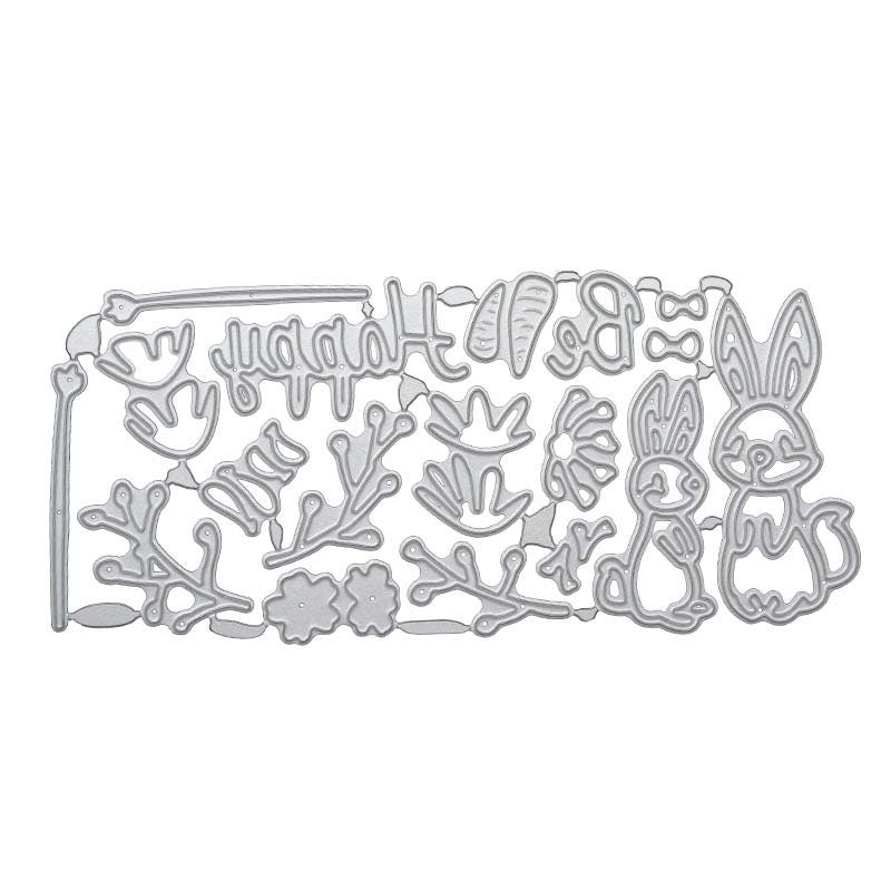 Rabbit and Flower Metal Cutting Die Set for Spring Cards