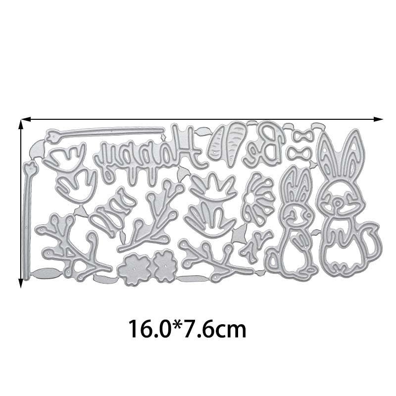 Rabbit and Flower Metal Cutting Die Set for Spring Cards