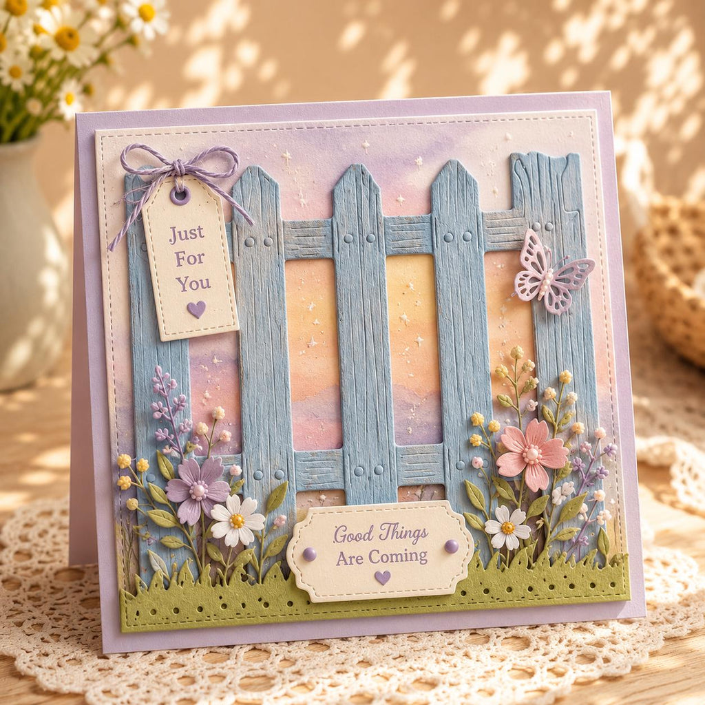Fence and Lavender Metal Cutting Die Set for Cards