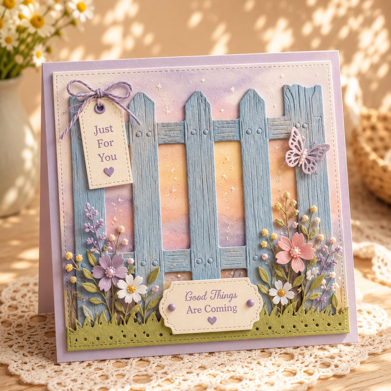 Fence and Lavender Metal Cutting Die Set for Cards
