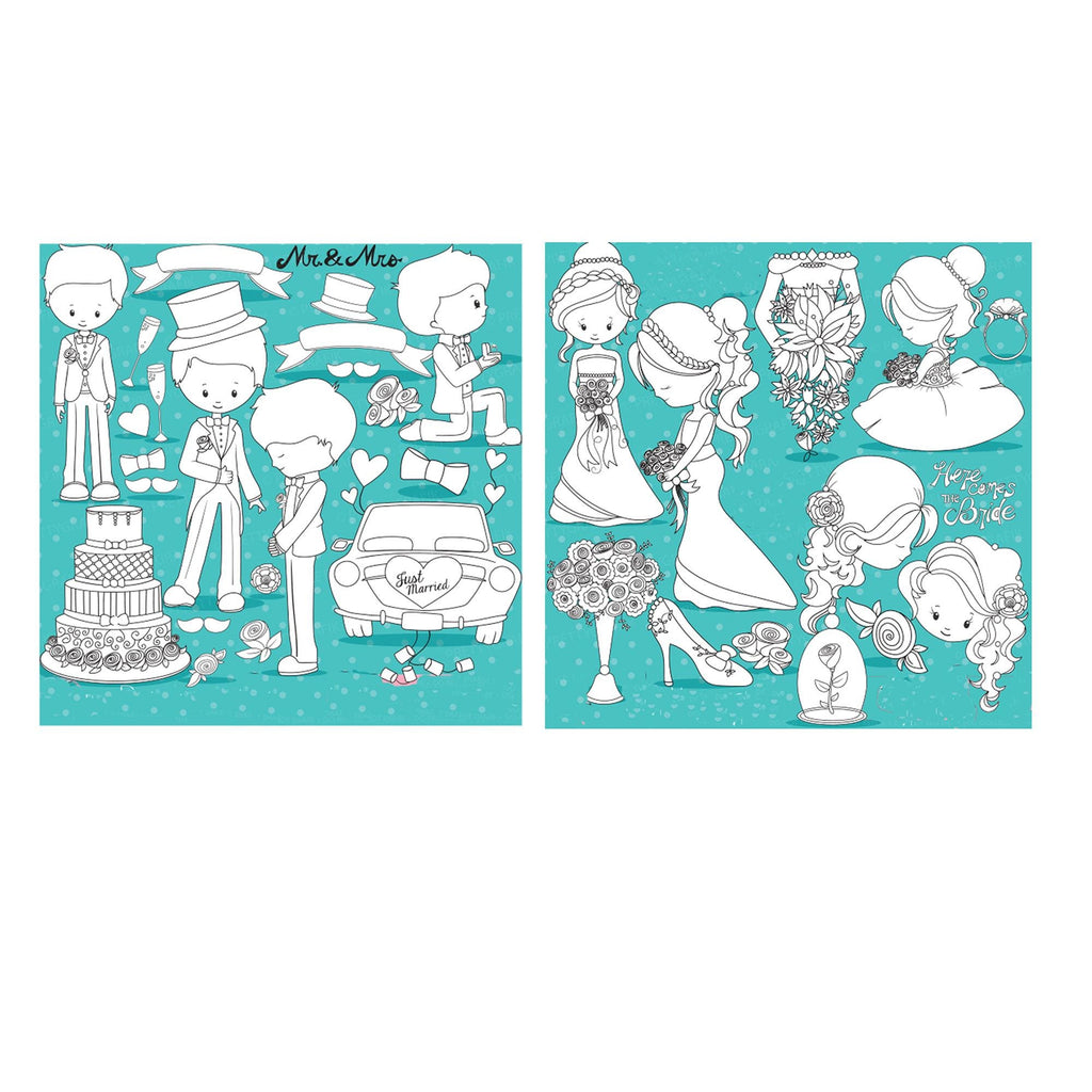 Wedding Clear Stamp Set | Bride & Groom Silicone Stamps for Cardmaking