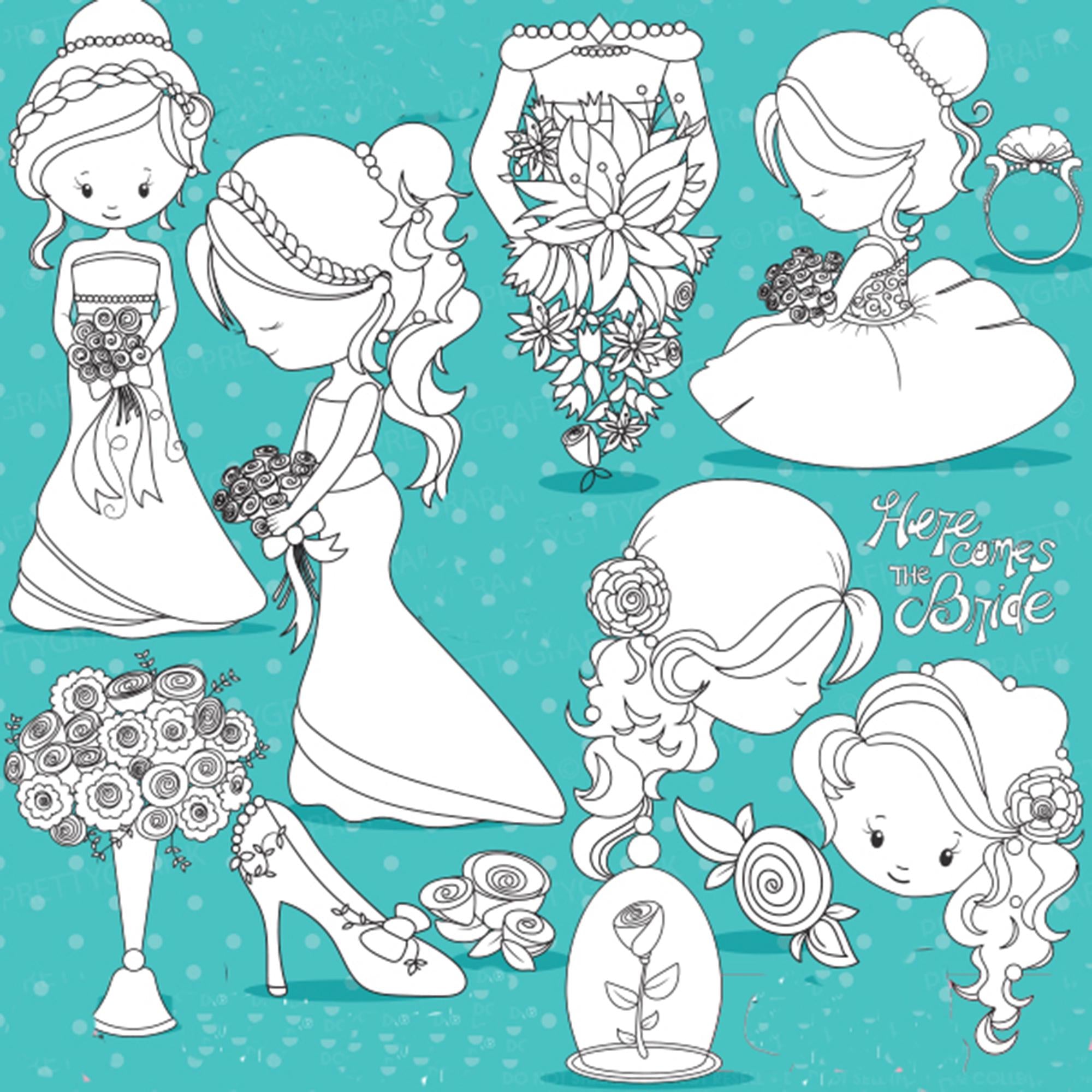 Wedding Clear Stamp Set | Bride & Groom Silicone Stamps for Cardmaking