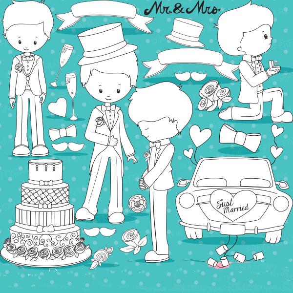 Wedding Clear Stamp Set | Bride & Groom Silicone Stamps for Cardmaking