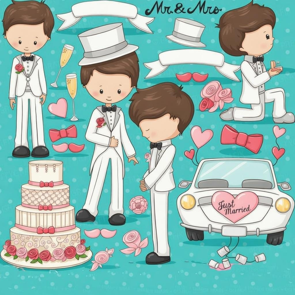 Wedding Clear Stamp Set | Bride & Groom Silicone Stamps for Cardmaking