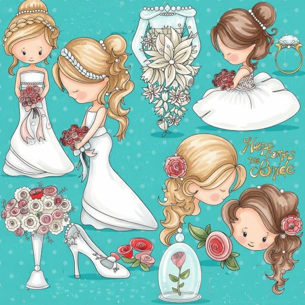 Wedding Clear Stamp Set | Bride & Groom Silicone Stamps for Cardmaking