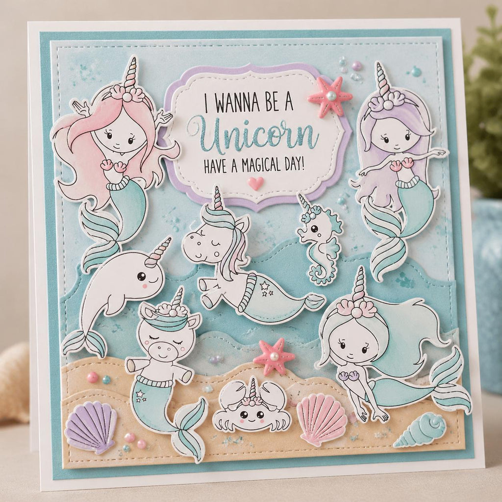 Mermaid Unicorn Clear Stamps for Scrapbooking, Card Making