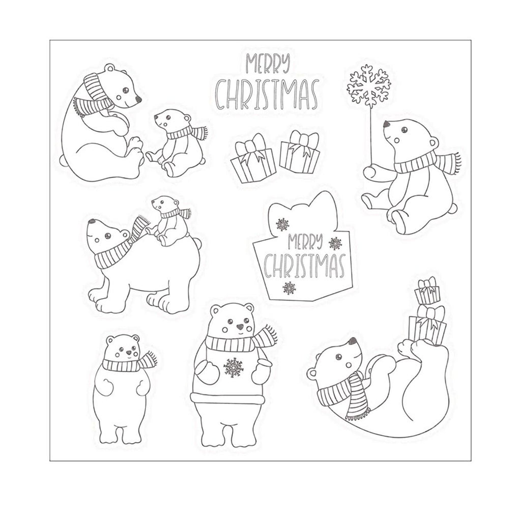 Christmas Bears Clear Stamp Set, Holiday Stamps for Card Making