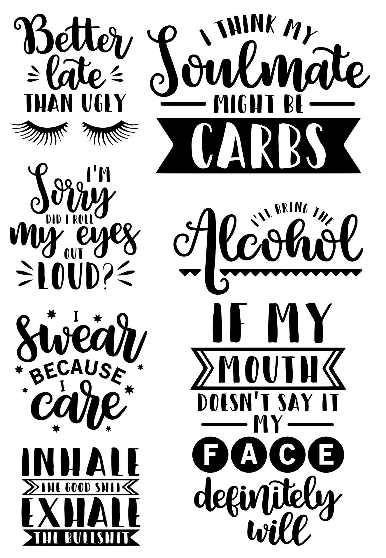 Snarky Sarcastic Clear Stamps, Funny DIY Planner Stamps
