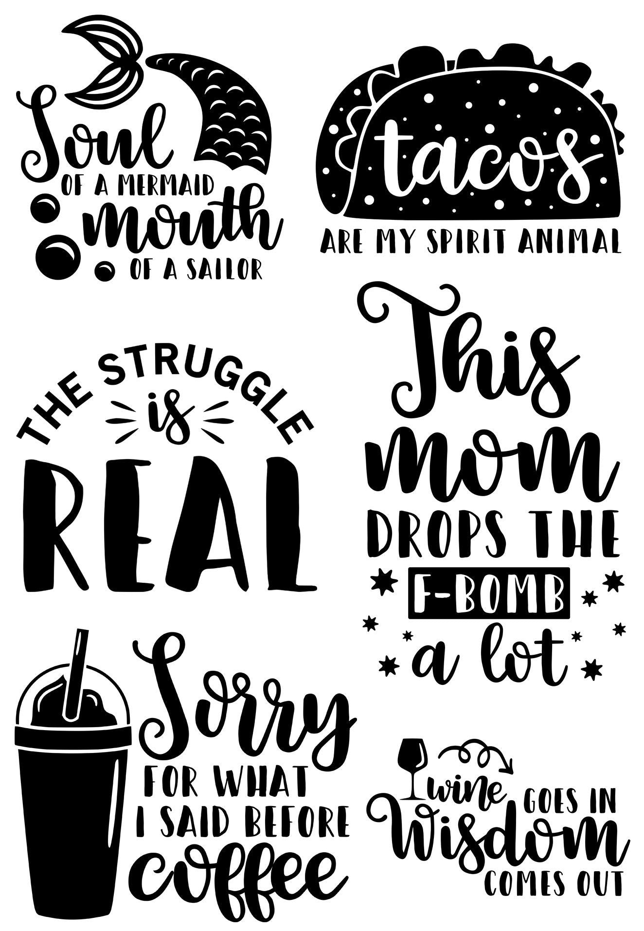 Funny Quotes Clear Stamps, DIY Scrapbooking, Card Making