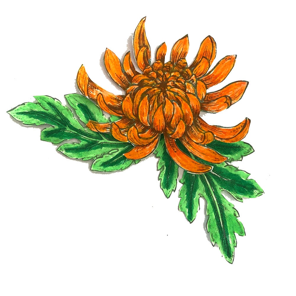 Chrysanthemum Rubber Stamp: Clear Floral Seal for Scrapbooking