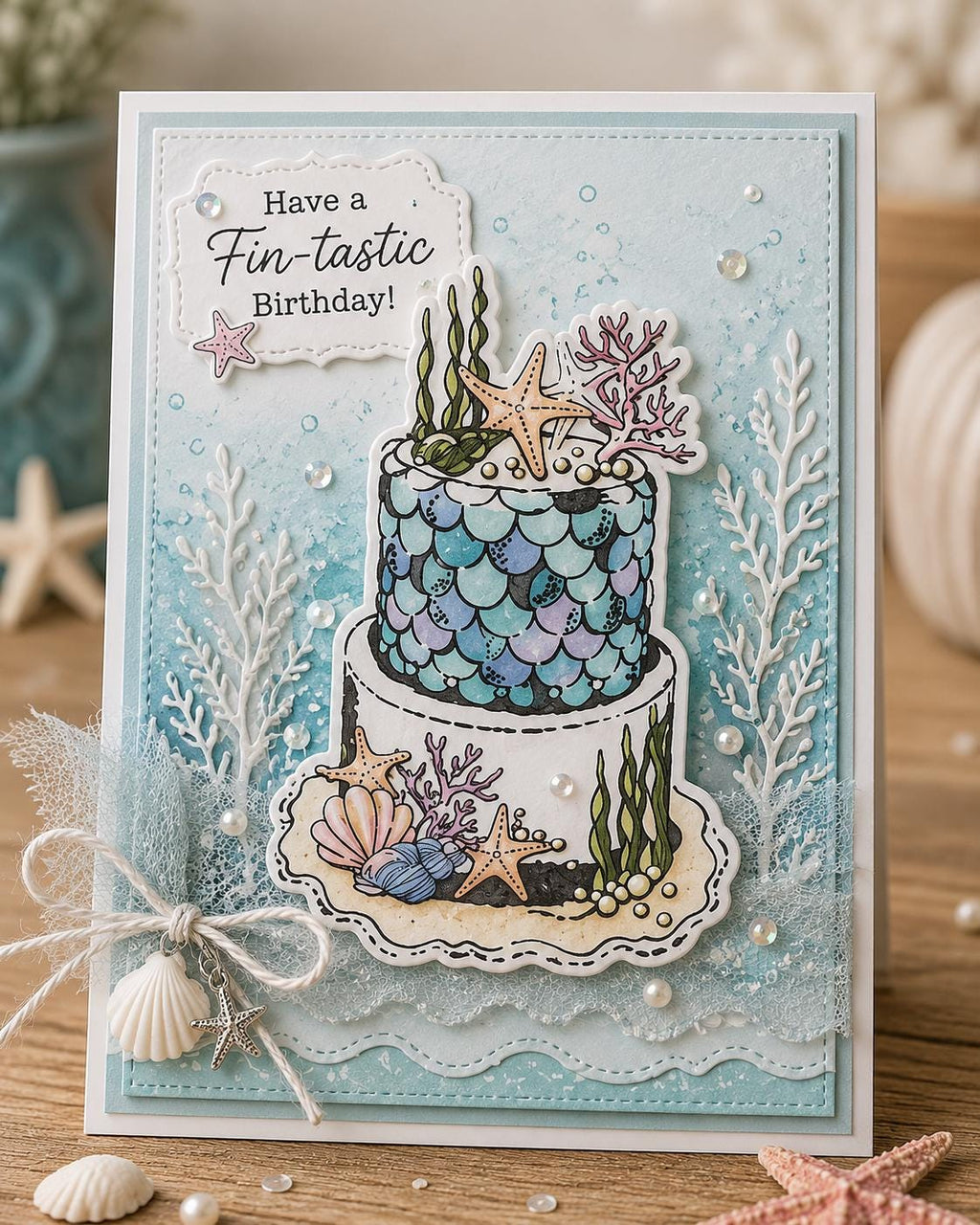 Mermaid Birthday Cake Clear Stamps, Scrapbooking Rubber Seals