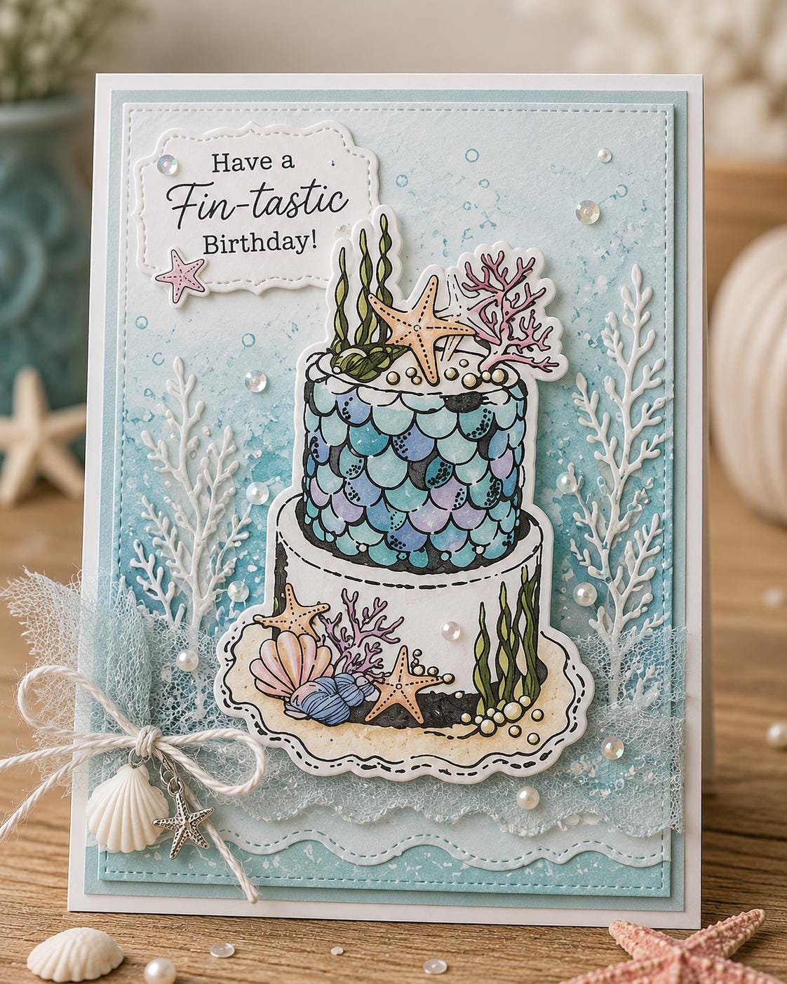Mermaid Birthday Cake Clear Stamps, Scrapbooking Rubber Seals