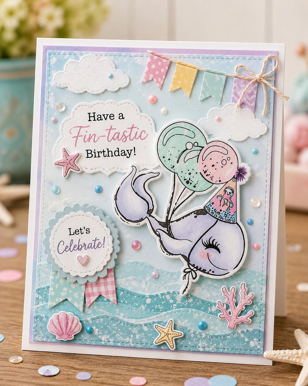 Mermaid Birthday Cake Clear Stamps, Scrapbooking Rubber Seals