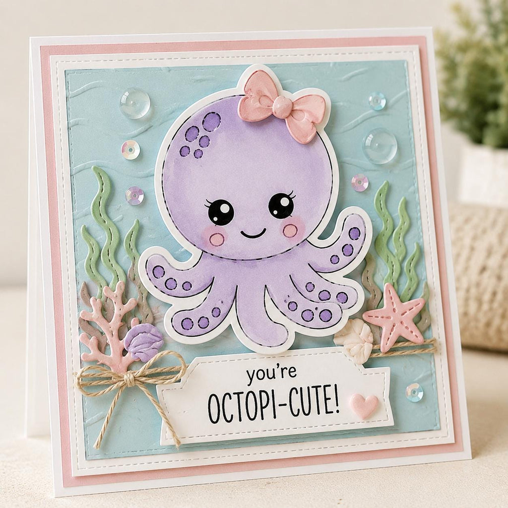 Octopus Clear Stamp Set, 5.6 Inch Sea Life Stamps for Cards