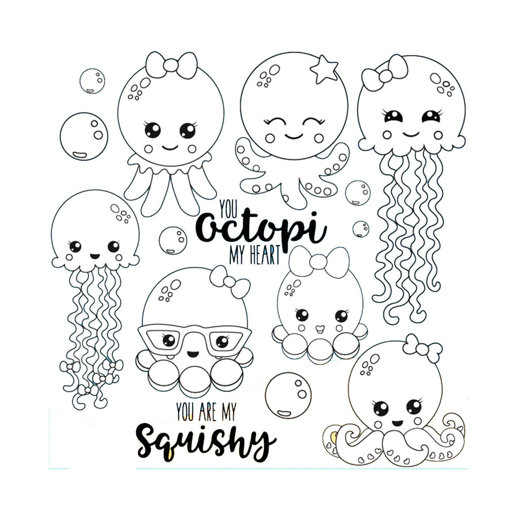 Octopus Clear Stamp Set, 5.6 Inch Sea Life Stamps for Cards