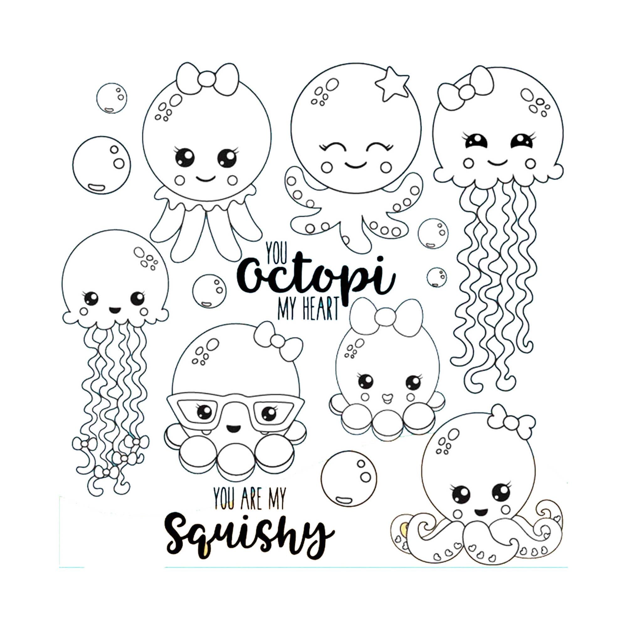 Octopus Clear Stamp Set, 5.6 Inch Sea Life Stamps for Cards