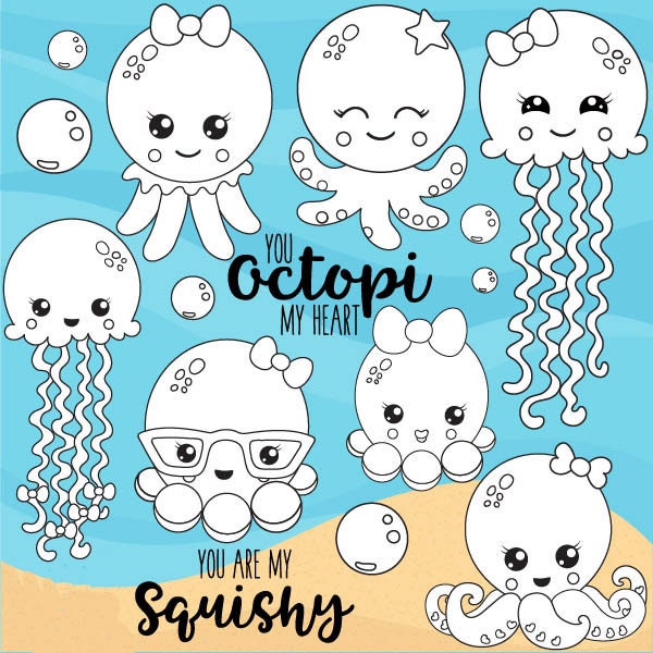 Octopus Clear Stamp Set, 5.6 Inch Sea Life Stamps for Cards