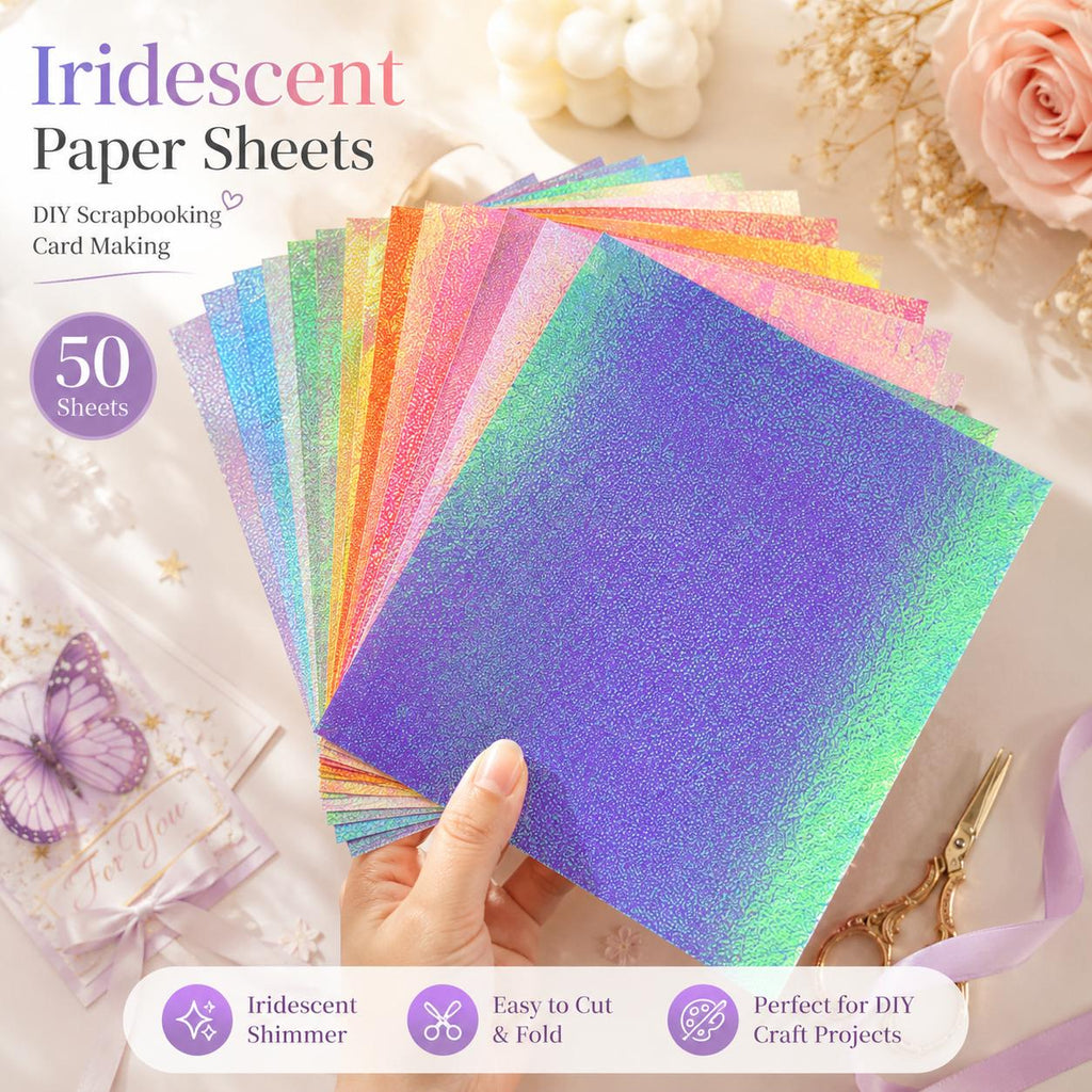 Iridescent Pearl Craft Sheets, Scrapbooking Card Making Supply, 50 Pack
