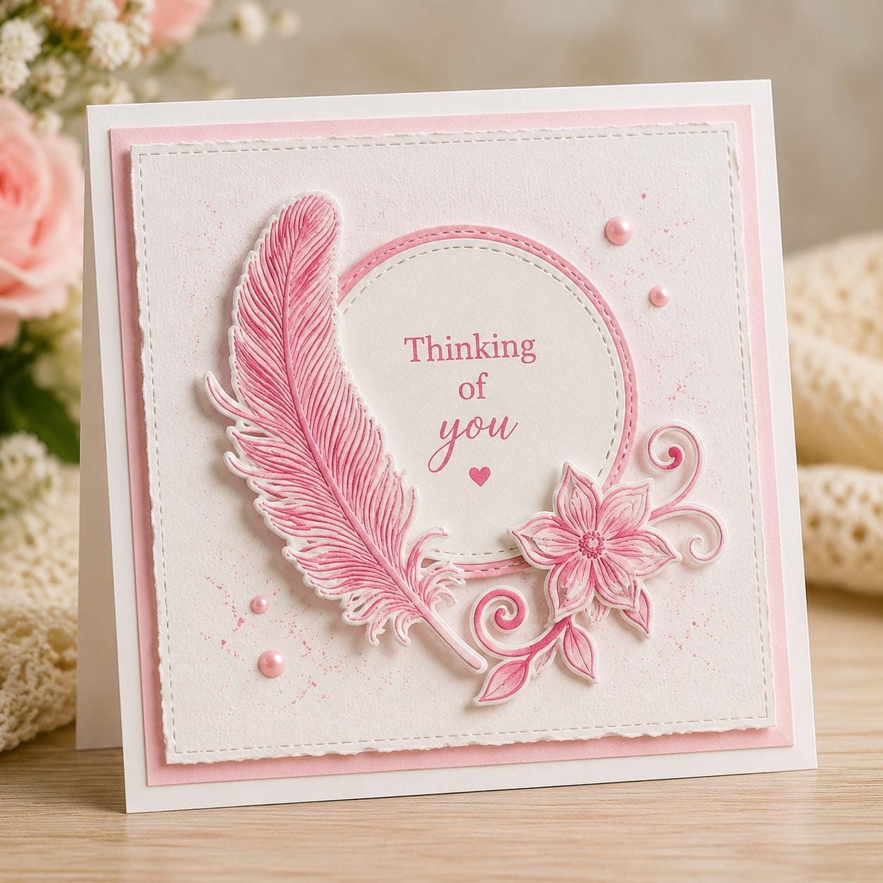 Feathers & Flowers Clear Silicone Stamp - Scrapbooking, Card Making