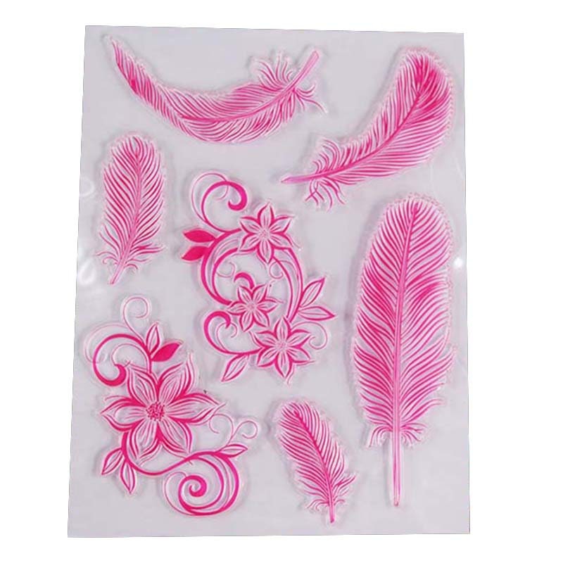 Feathers & Flowers Clear Silicone Stamp - Scrapbooking, Card Making