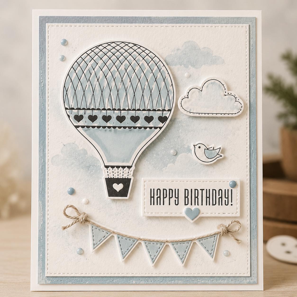 Hot Air Balloon Clear Stamp Set for Cards and Scrapbooks