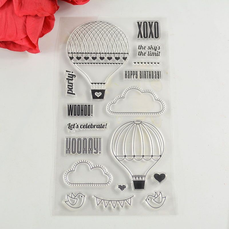 Hot Air Balloon Clear Stamp Set for Cards and Scrapbooks