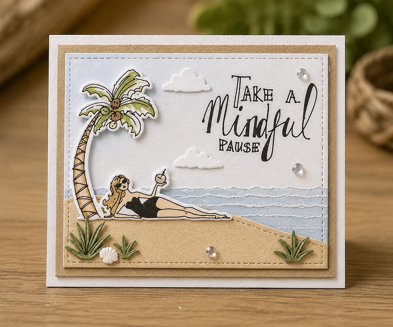 Mindful Pause Clear Stamp Set, 4x4 Silicone Stamps for Scrapbook Cards