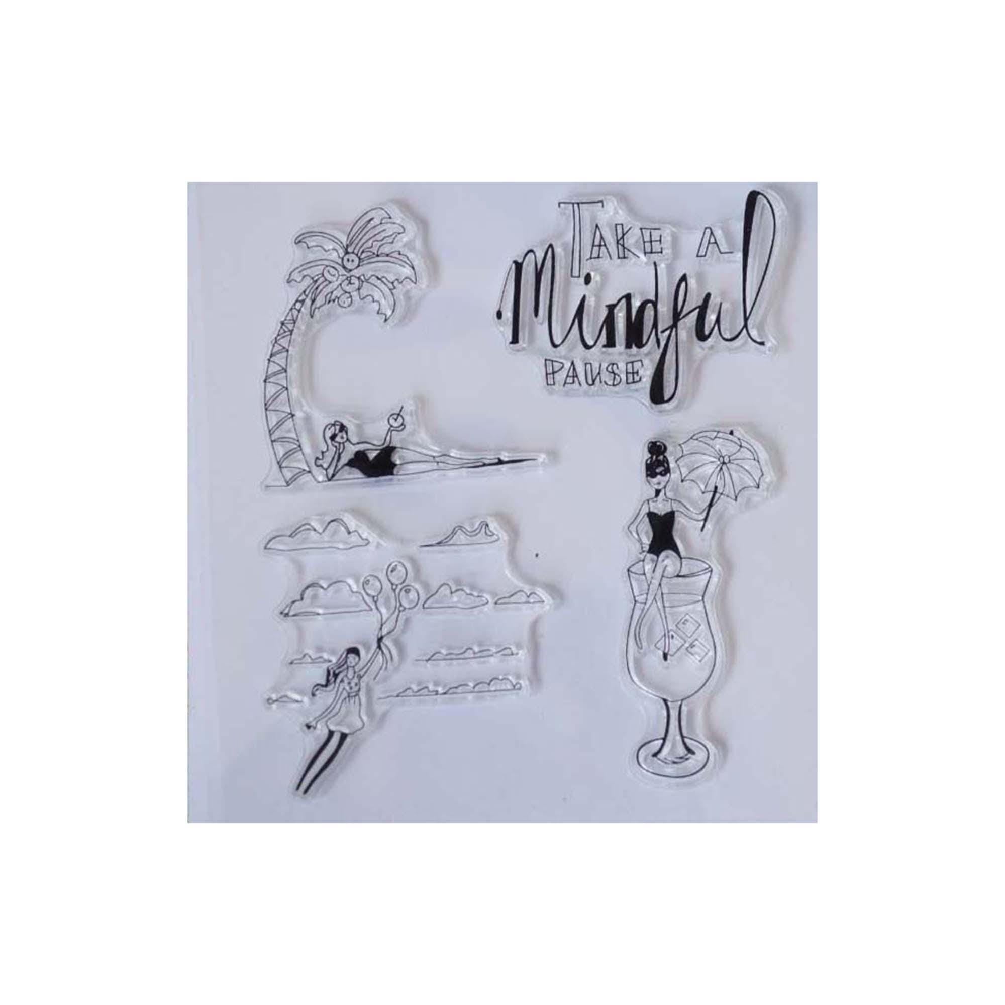 Mindful Pause Clear Stamp Set, 4x4 Silicone Stamps for Scrapbook Cards