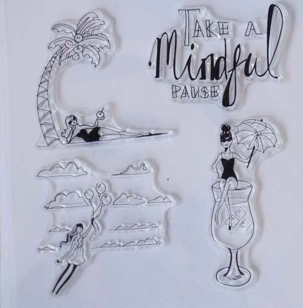 Mindful Pause Clear Stamp Set, 4x4 Silicone Stamps for Scrapbook Cards
