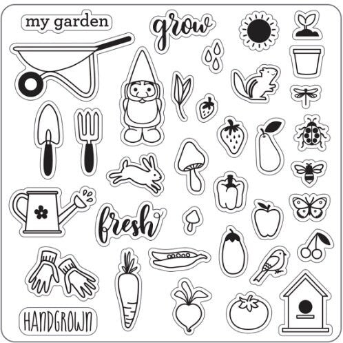 Garden Clear Stamp Set, 14 x 14 cm Floral Stamps for Cards