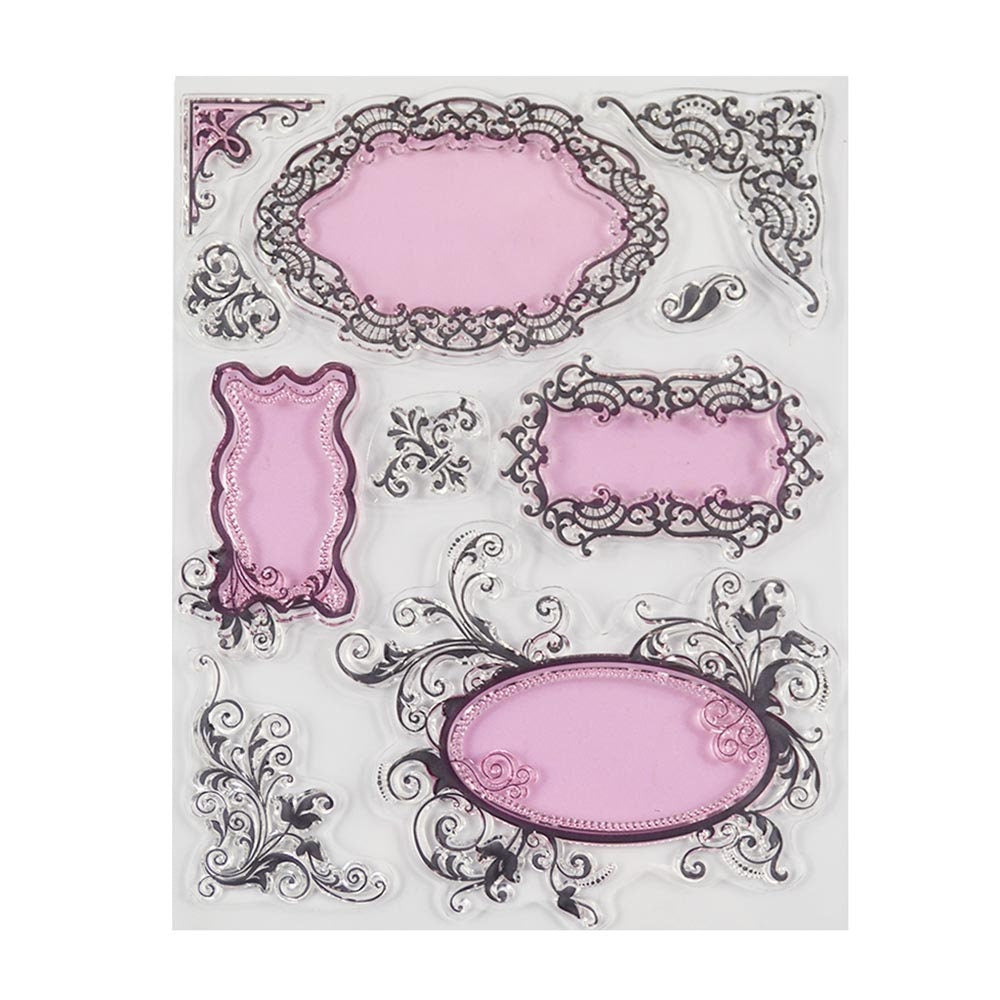 Flower Lace Frame Clear Stamps, DIY Scrapbooking (14x18cm)