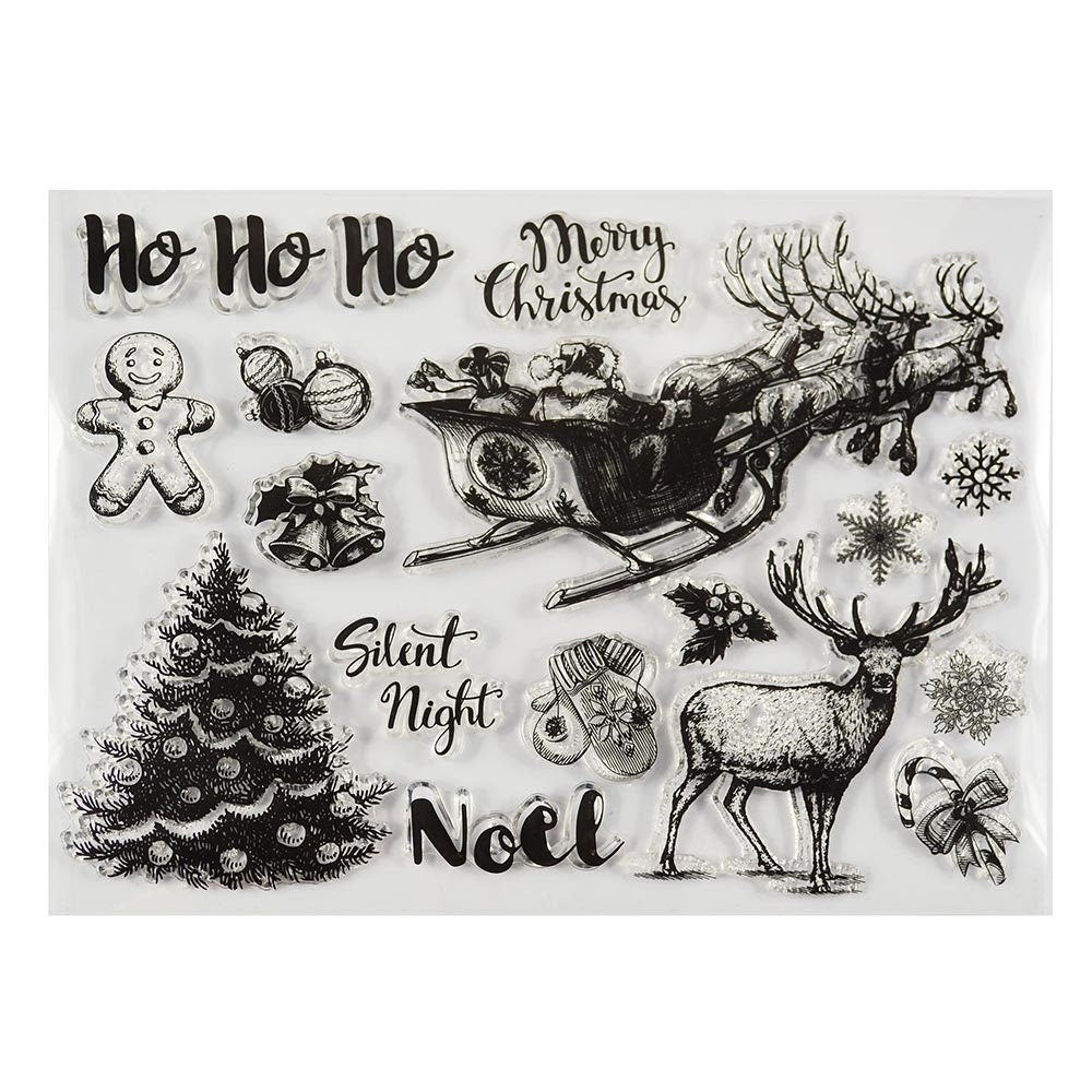Christmas Reindeer Clear Stamps, Holiday Scrapbooking (15.5x20cm)