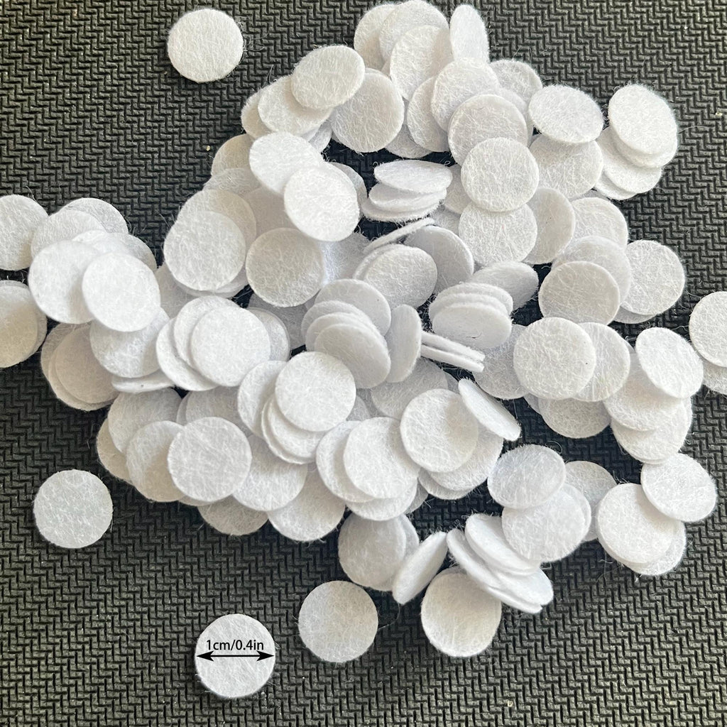 1000 White Felt Circles, 1cm Fabric Appliques for Crafts