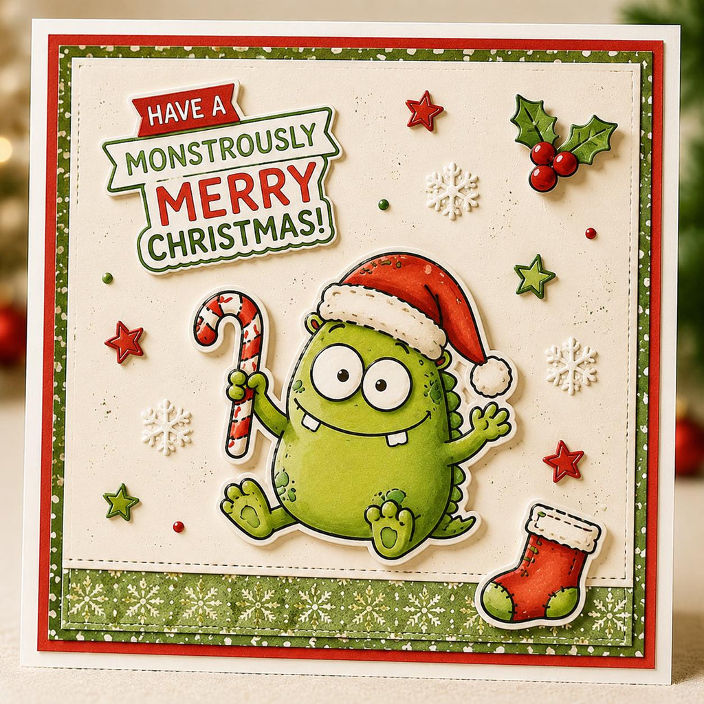 Monster Christmas Clear Stamps, Holiday Silicone Stamps for Cards