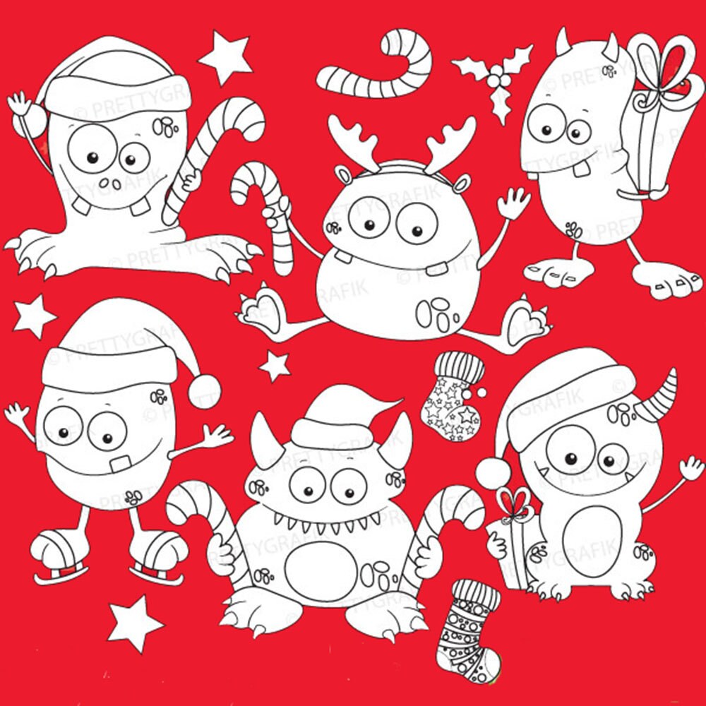 Monster Christmas Clear Stamps, Holiday Silicone Stamps for Cards