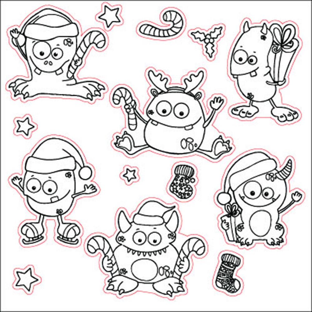 Monster Christmas Clear Stamps, Holiday Silicone Stamps for Cards