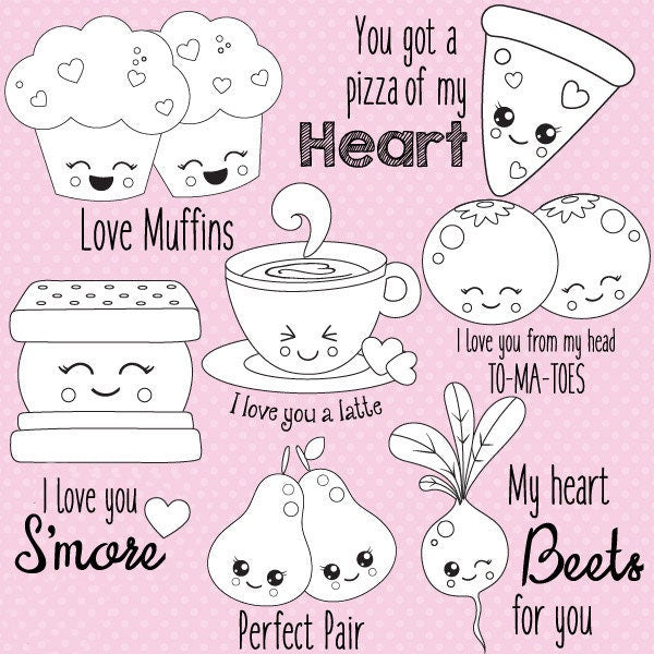 Kawaii Food Clear Stamps, DIY Scrapbooking, Card Making