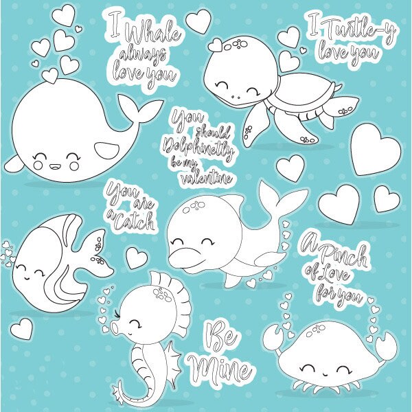Sea Animal Clear Stamps, Ocean Silicone Stamps for Scrapbook Cards
