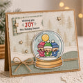 Christmas Snow Globe Stamp and Die | Santa Fox Snowman Scene | Holiday Card Making