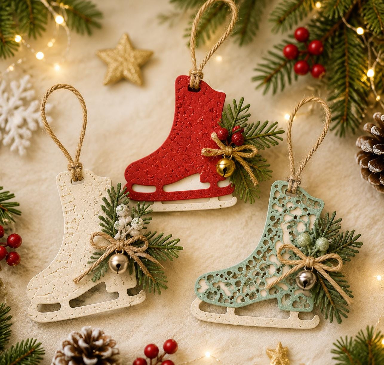 Christmas Ice Skating Shoes Metal Die Cut Set, Scrapbooking Stencil