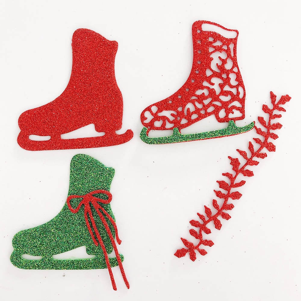 Christmas Ice Skating Shoes Metal Die Cut Set, Scrapbooking Stencil