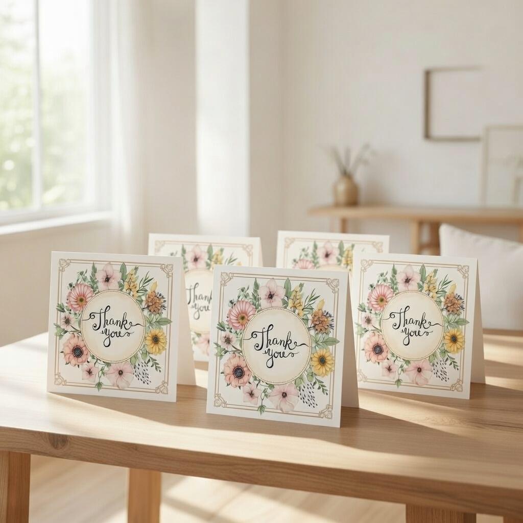 Thank You Flower Wreath Clear Stamp for Cards