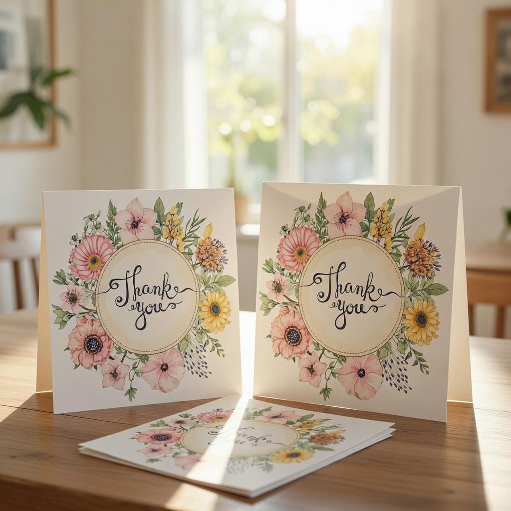 Thank You Flower Wreath Clear Stamp for Cards