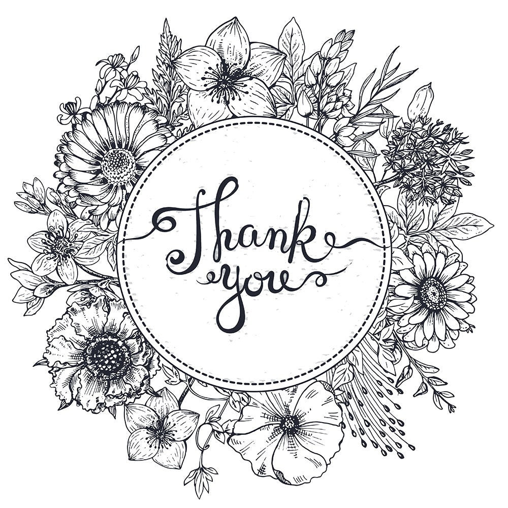 Thank You Flower Wreath Clear Stamp for Cards