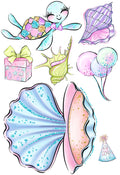 Mermaid Birthday Clear Stamp Set for Cards and Scrapbooks