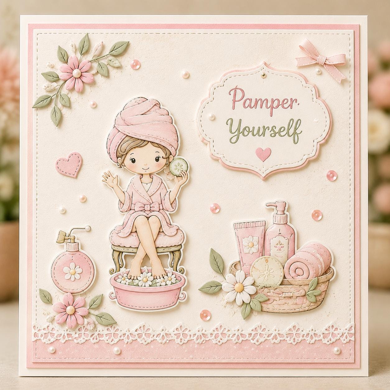 Spa Day Clear Stamp Set for Cards, Journals and Scrapbooking