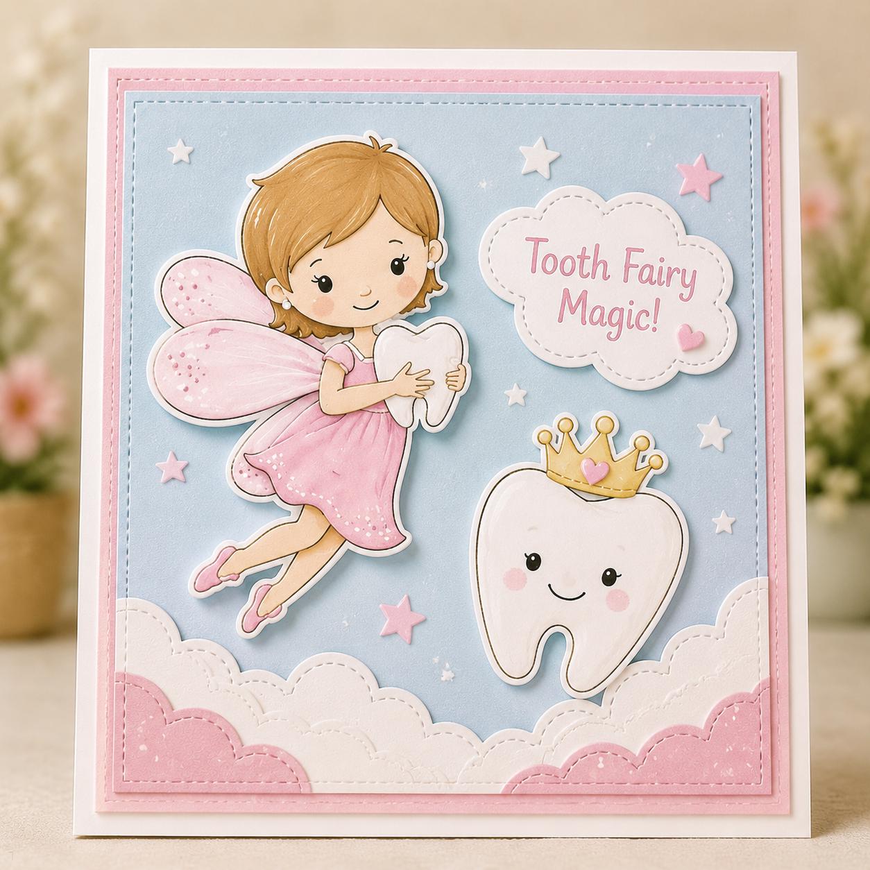 Tooth Fairy Clear Stamp Sheet for Kids Cards and Journals
