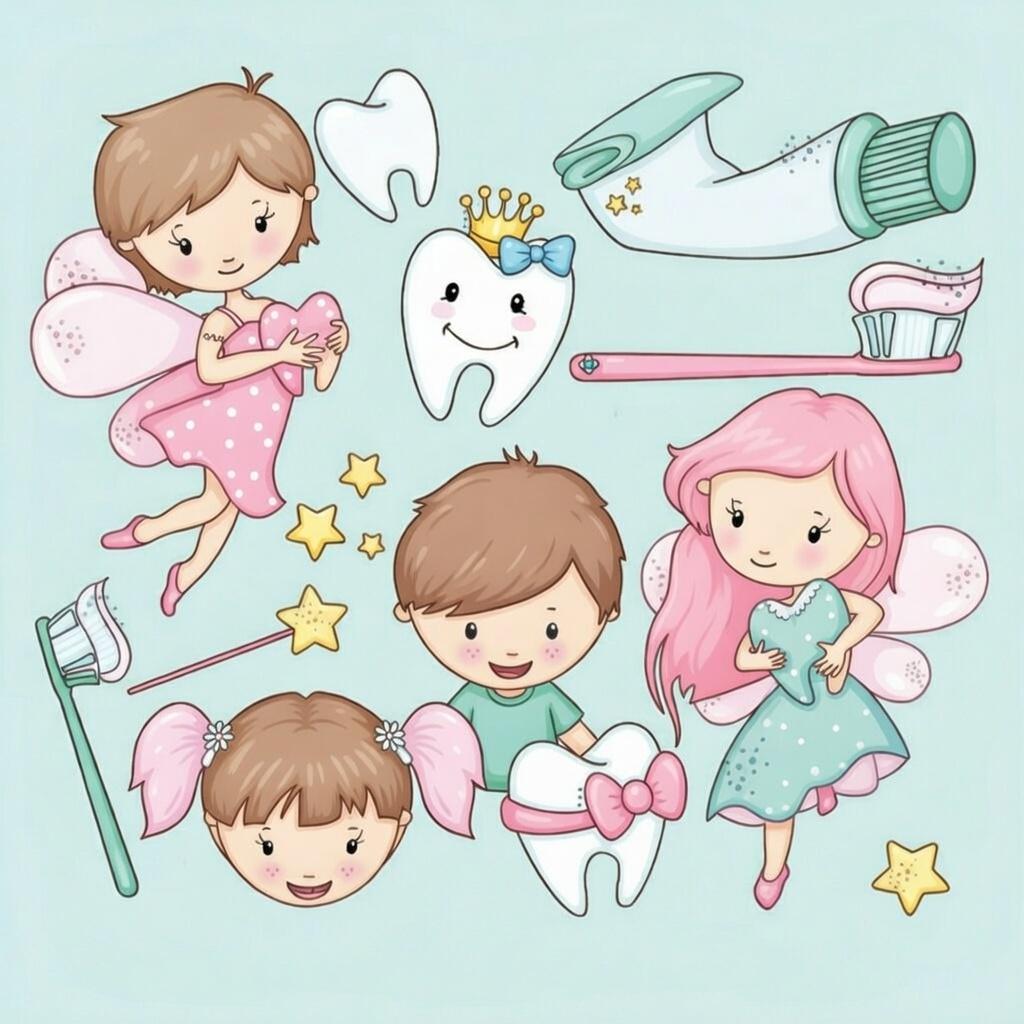 Tooth Fairy Clear Stamp Sheet for Kids Cards and Journals