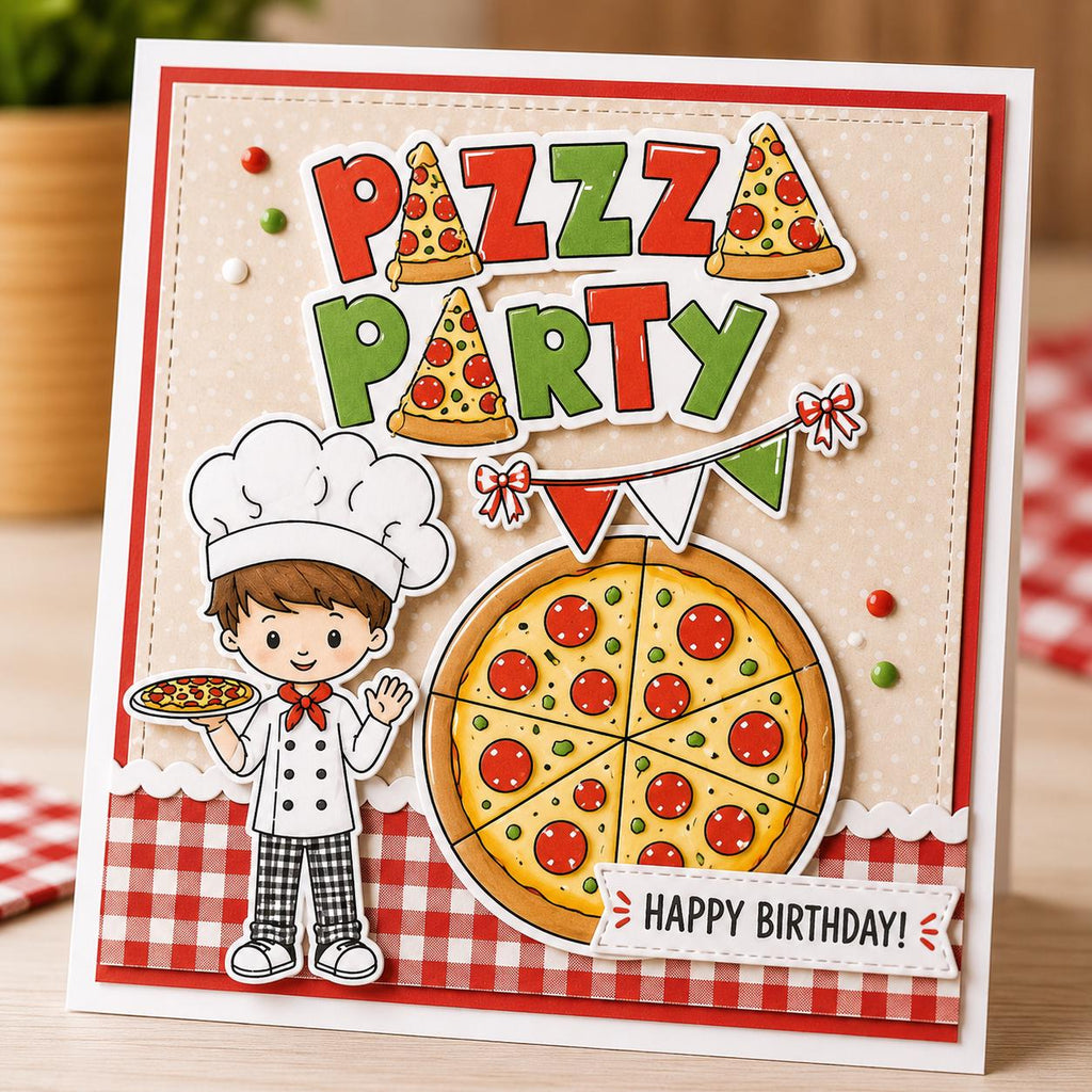 Pizza Party Clear Stamp Set for Cards and Scrapbooking
