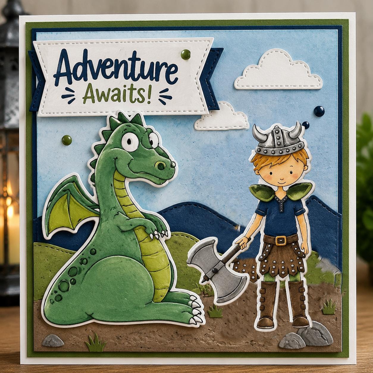 Dragon Defender Clear Stamp Set, Fantasy Stamps for Cards